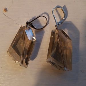 Kenneth Cole quartz cut clear smokey acrylic earri